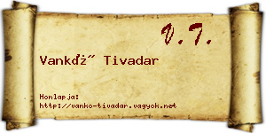 Vankó Tivadar névjegykártya
